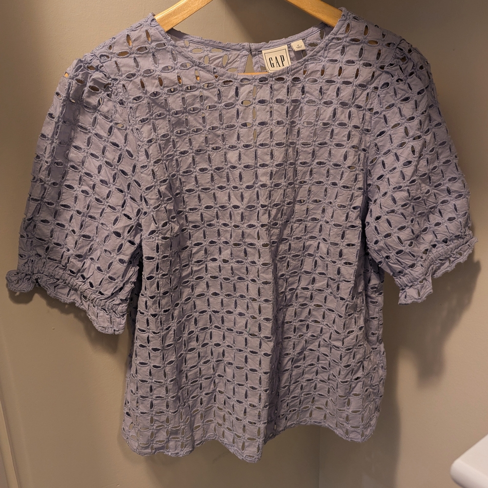 GAP Blue Eyelet Top